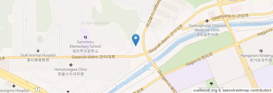 Mapa de ubicacion de 비산치과의원 (Bisan Dental Clinic) en Corea Del Sur, Gyeonggi, 안양시, 동안구, 비산동.