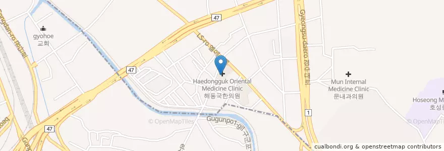Mapa de ubicacion de 우리치과의원 en Corée Du Sud, Gyeonggi, 호계동.