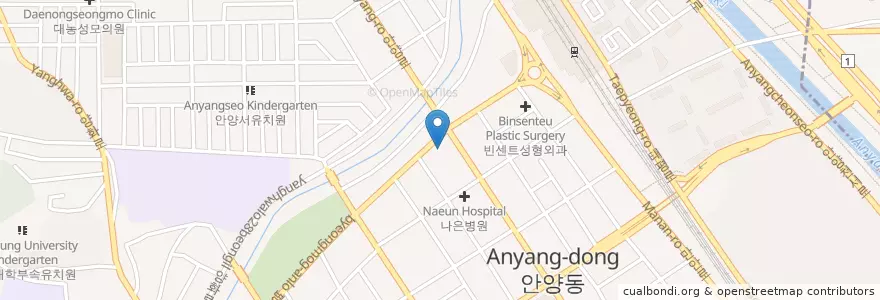 Mapa de ubicacion de 솜씨좋은치과 en Corée Du Sud, Gyeonggi, 안양시, 만안구.