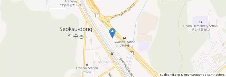 Mapa de ubicacion de 월드치과의원 en Corée Du Sud, Gyeonggi, 안양시, 만안구.