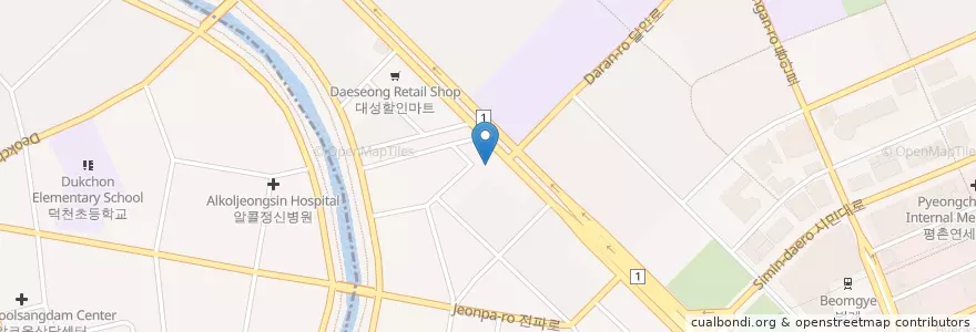 Mapa de ubicacion de 김성규치과의원 (Gimseonggyu Dental Clinic) en Korea Selatan, Gyeonggi, 안양시, 동안구, 호계동.