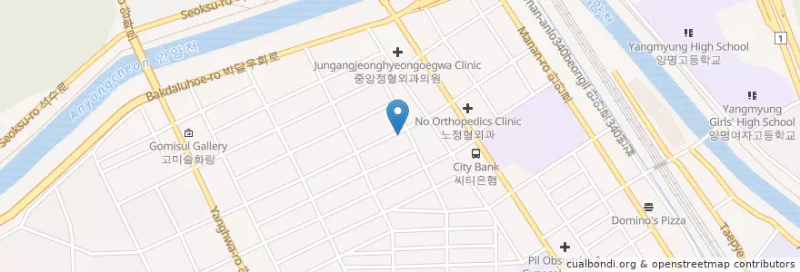 Mapa de ubicacion de 현치과의원 en Coreia Do Sul, Gyeonggi, 안양시, 만안구.