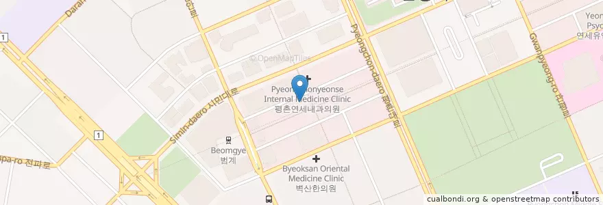 Mapa de ubicacion de 중앙치과의원 en Südkorea, Gyeonggi-Do, 안양시, 동안구, 호계동.