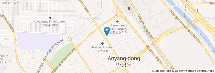 Mapa de ubicacion de 한빛치과 en كوريا الجنوبية, 경기도, 안양시, 만안구.