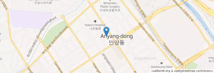 Mapa de ubicacion de 김치과 en 대한민국, 경기도, 안양시, 만안구.