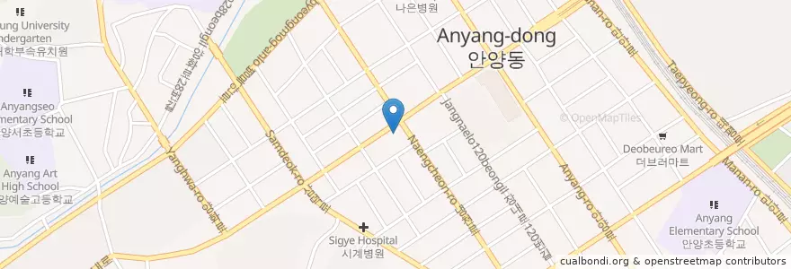 Mapa de ubicacion de 안양치과의원 en كوريا الجنوبية, 경기도, 안양시, 만안구.