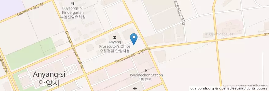 Mapa de ubicacion de 호산나치과의원 en Corea Del Sud, Gyeonggi, 안양시, 동안구.