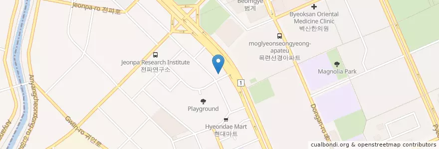 Mapa de ubicacion de 몰이미지 en 大韓民国, 京畿道, 安養市, 東安区, 호계동.