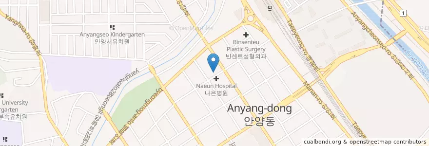 Mapa de ubicacion de 수치과의원 en 대한민국, 경기도, 안양시, 만안구.