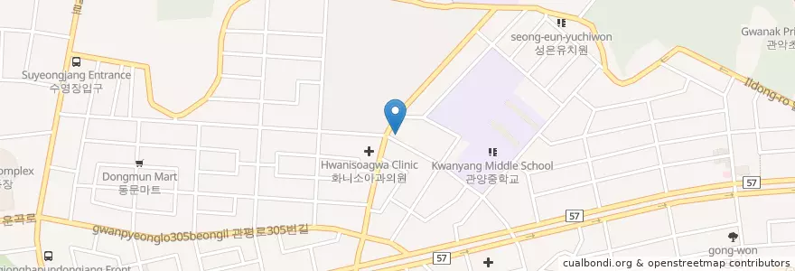 Mapa de ubicacion de 이재명내과의원 en Korea Selatan, Gyeonggi, 안양시, 동안구, 관양동.
