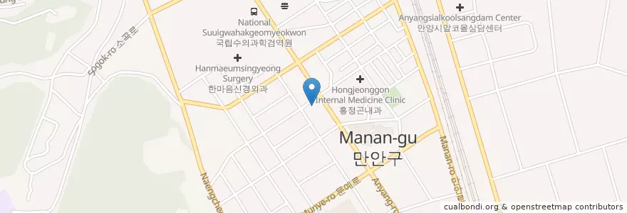 Mapa de ubicacion de 최동욱내과 en Corée Du Sud, Gyeonggi, 안양시, 만안구.