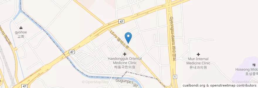Mapa de ubicacion de 박정영내과의원 en Coreia Do Sul, Gyeonggi, 호계동.