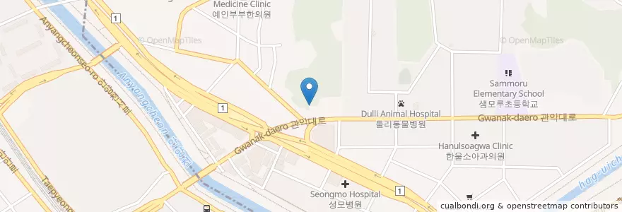 Mapa de ubicacion de 김동진내과의원 en Corea Del Sud, Gyeonggi, 안양시, 동안구, 비산동.