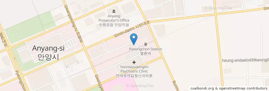 Mapa de ubicacion de 인현호내과 en Güney Kore, 경기도, 안양시, 동안구.