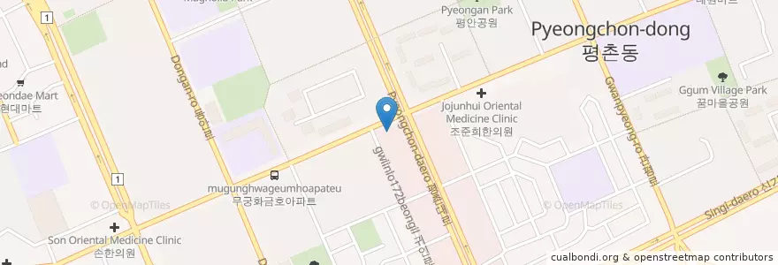 Mapa de ubicacion de 서내과의원 en Korea Selatan, Gyeonggi, 안양시, 동안구, 호계동.