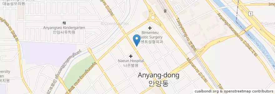 Mapa de ubicacion de 최광배성형외과의원 en Республика Корея, Кёнгидо, 안양시, 만안구.