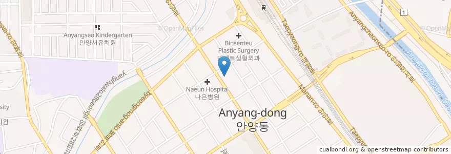 Mapa de ubicacion de 안형재성형외과의원 en كوريا الجنوبية, 경기도, 안양시, 만안구.
