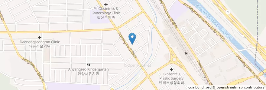 Mapa de ubicacion de 성모안과의원 en 大韓民国, 京畿道, 安養市, 万安區.