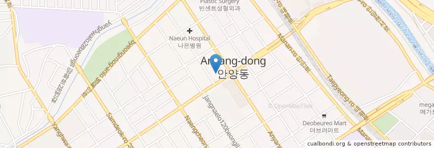 Mapa de ubicacion de 한사랑의원 en کره جنوبی, گیونگی-دو, 안양시, 만안구.