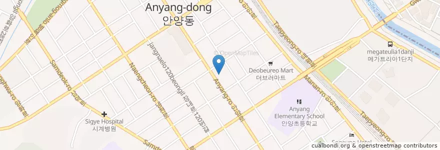 Mapa de ubicacion de 한솔신경통증클리닉 en 대한민국, 경기도, 안양시, 만안구.