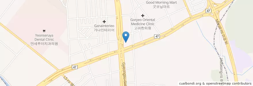 Mapa de ubicacion de 이혜영피부과의원 en Coreia Do Sul, Gyeonggi, 안양시, 동안구, 호계동.