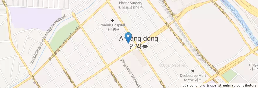 Mapa de ubicacion de 윤정산부인과의원 en 대한민국, 경기도, 안양시, 만안구.