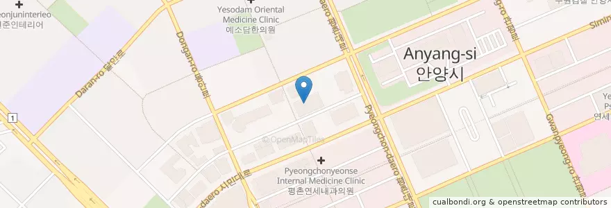 Mapa de ubicacion de 마리아의원 en Zuid-Korea, Gyeonggi-Do, 안양시, 동안구.