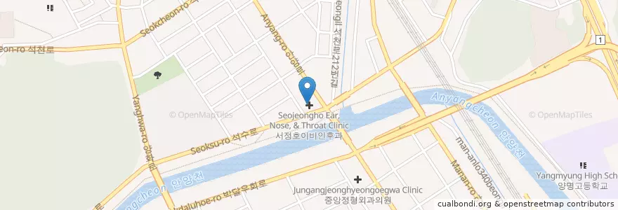 Mapa de ubicacion de Seojeongho Ear, Nose, & Throat Clinic en South Korea, Gyeonggi-Do, Anyang-Si, 만안구.