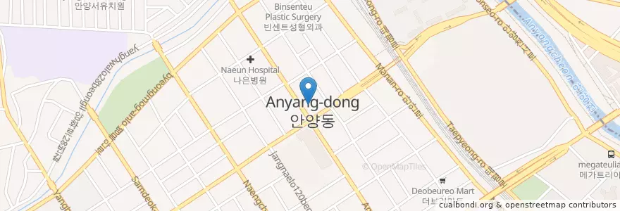 Mapa de ubicacion de 신이비인후과의원 en Corea Del Sud, Gyeonggi, 안양시, 만안구.