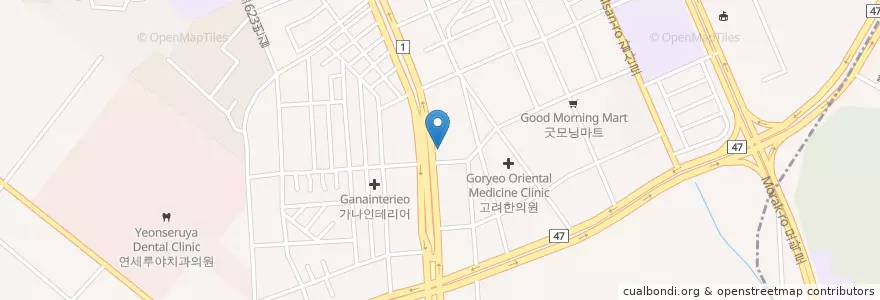 Mapa de ubicacion de 구이비인후과의원 en Zuid-Korea, Gyeonggi-Do, 안양시, 동안구, 호계동.