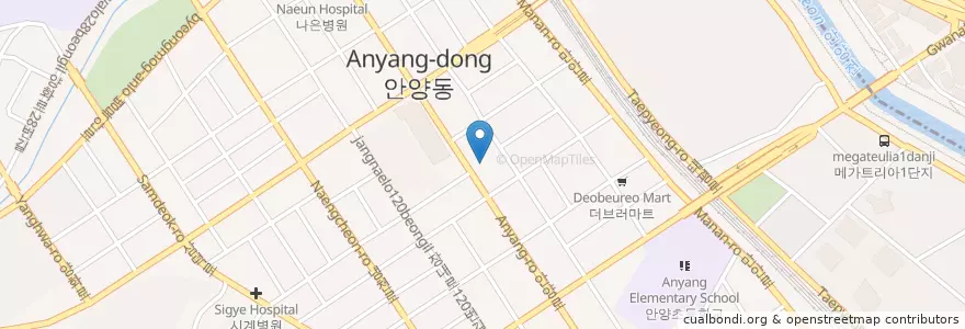 Mapa de ubicacion de 반이비인후과 en 대한민국, 경기도, 안양시, 만안구.