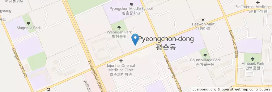 Mapa de ubicacion de 이종민소아과의원 en Korea Selatan, Gyeonggi, 안양시, 동안구, 평촌동.