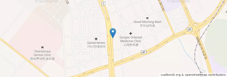 Mapa de ubicacion de 새서울정형외과 en Corea Del Sud, Gyeonggi, 안양시, 동안구, 호계동.