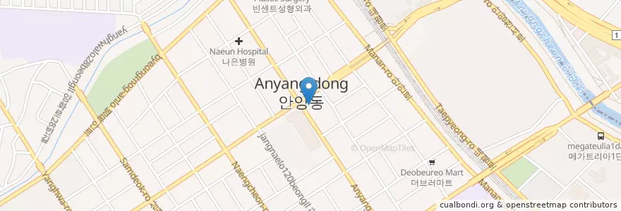 Mapa de ubicacion de 혜성정형외과 en 대한민국, 경기도, 안양시, 만안구.