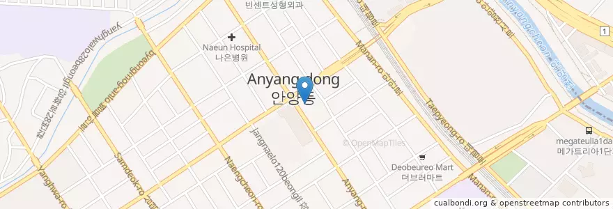 Mapa de ubicacion de 정성영비뇨기과의원 en 대한민국, 경기도, 안양시, 만안구.