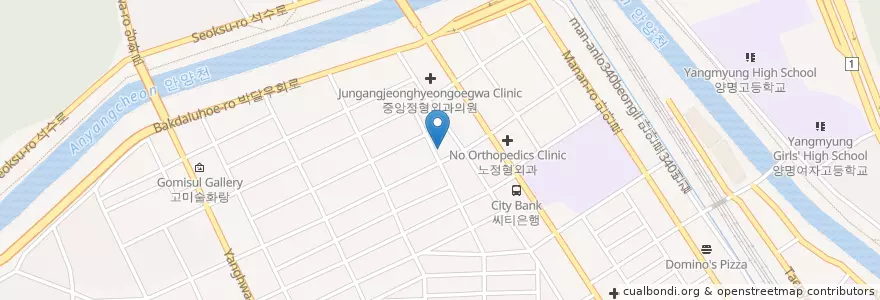 Mapa de ubicacion de 노정형외과의원 en Corea Del Sur, Gyeonggi, 안양시, 만안구.
