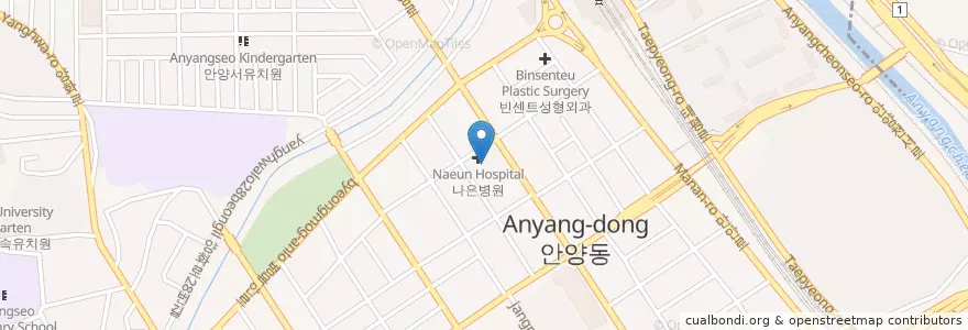 Mapa de ubicacion de 임승재내과의원 en Güney Kore, 경기도, 안양시, 만안구.