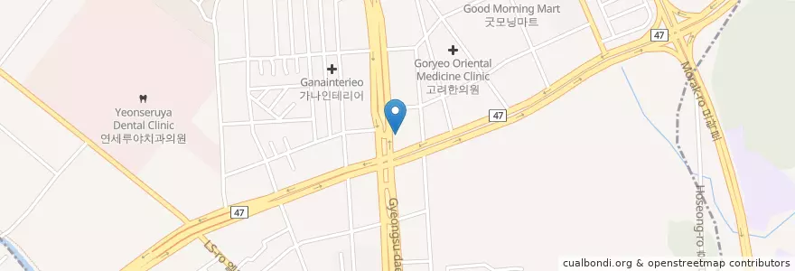 Mapa de ubicacion de 좋은정신건강의학과 en Corea Del Sud, Gyeonggi, 안양시, 동안구, 호계동.