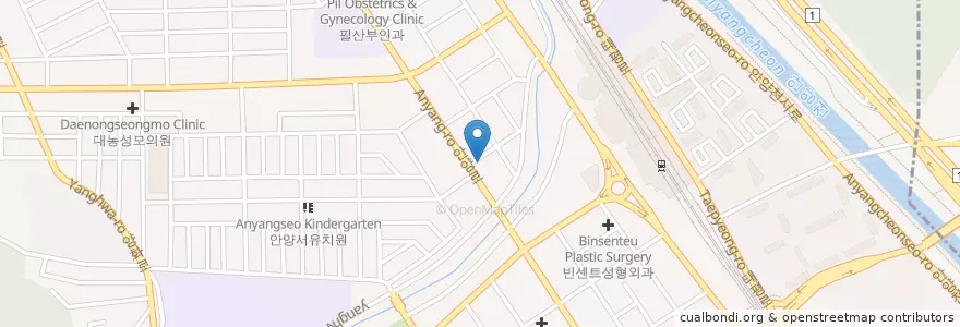 Mapa de ubicacion de 성바오로성형외과 en Südkorea, Gyeonggi-Do, 안양시, 만안구.
