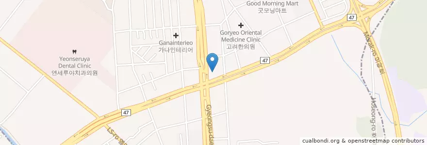 Mapa de ubicacion de 나이비인후과의원 en 대한민국, 경기도, 안양시, 동안구, 호계동.