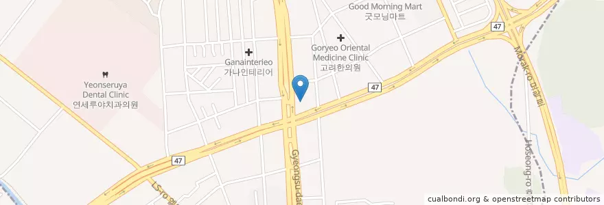 Mapa de ubicacion de 제일방사선과 en Corea Del Sud, Gyeonggi, 안양시, 동안구, 호계동.