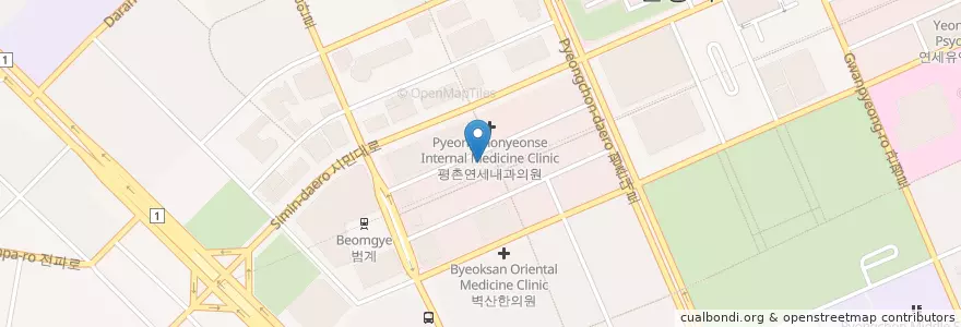 Mapa de ubicacion de 김광진성형외과 en Corea Del Sur, Gyeonggi, 안양시, 동안구, 호계동.