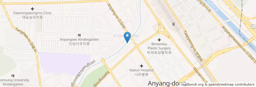 Mapa de ubicacion de 토마스성형외과 en 大韓民国, 京畿道, 安養市, 万安區.