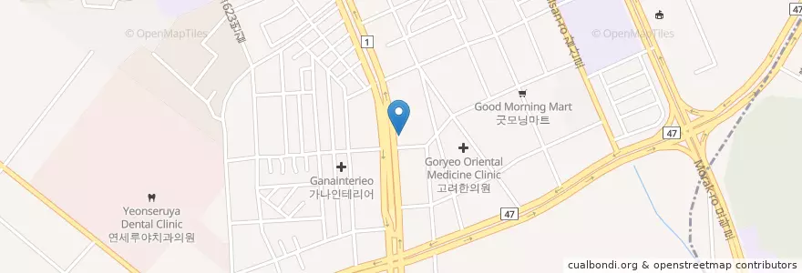 Mapa de ubicacion de 노경희산부인과 en Güney Kore, 경기도, 안양시, 동안구, 호계동.