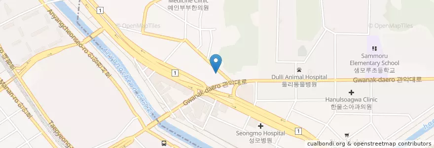 Mapa de ubicacion de Sinpibu Urology Clinic en South Korea, Gyeonggi-Do, Anyang-Si, 동안구, 비산동.