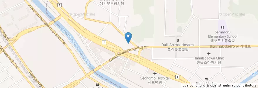 Mapa de ubicacion de 신피부비뇨기과 en Korea Selatan, Gyeonggi, 안양시, 동안구, 비산동.