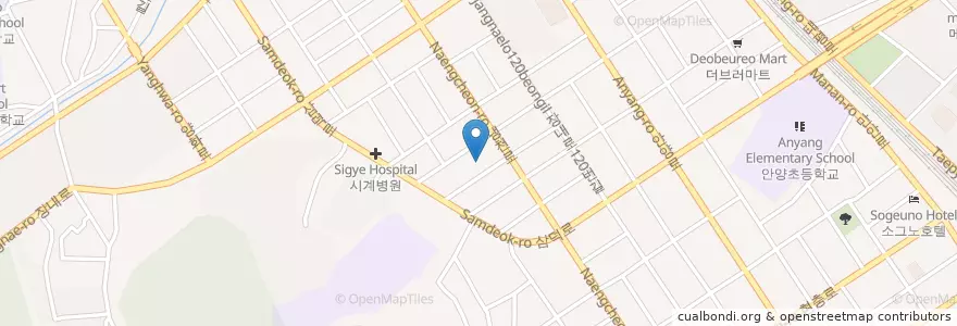 Mapa de ubicacion de 푸른마음의원 en كوريا الجنوبية, 경기도, 안양시, 만안구.