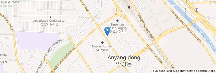 Mapa de ubicacion de 일번가 동물병원 en كوريا الجنوبية, 경기도, 안양시, 만안구.