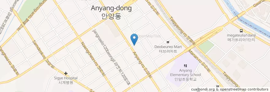 Mapa de ubicacion de 태룡당한약국 en Coreia Do Sul, Gyeonggi, 안양시, 만안구.