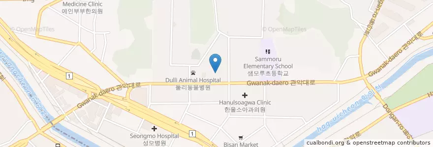 Mapa de ubicacion de 거북이한의원 en 대한민국, 경기도, 안양시, 동안구, 비산동.